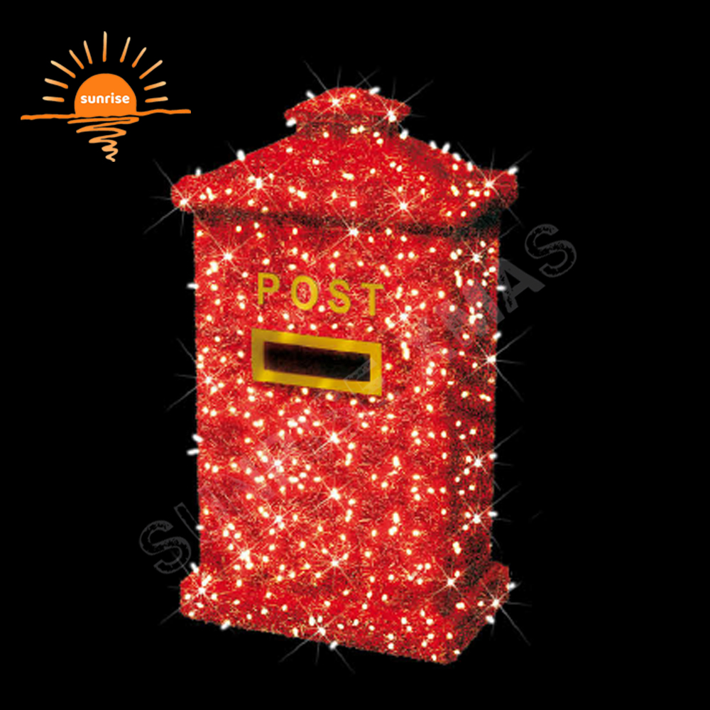 Xmas Mailbox Post for Christmas Shopping Center Outdoor Waterproof Ornament Alarm Clock Decoration Mailbox Motif Light