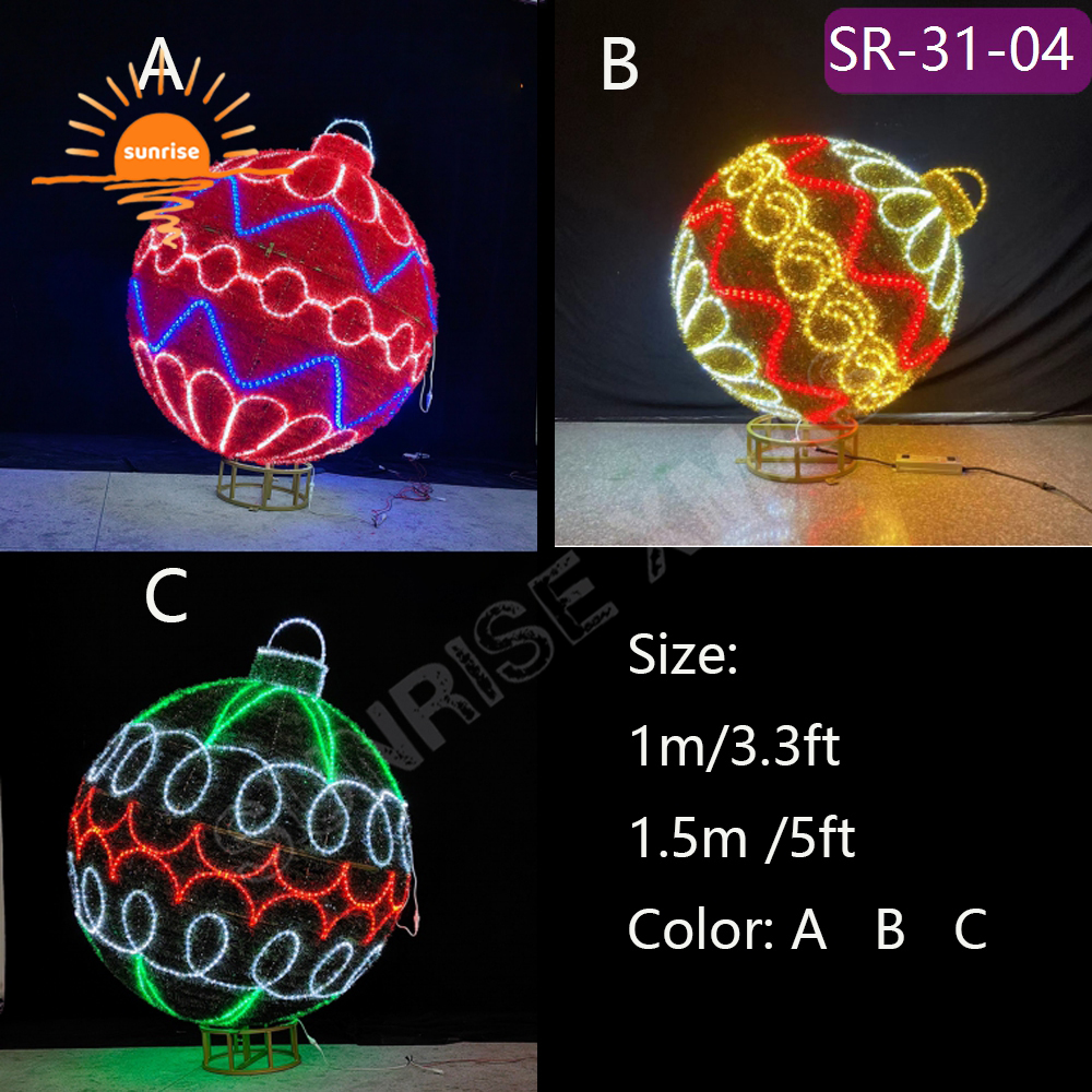3D RGB Customized Large-scale Outdoor Christmas bauble/ornament decoration LED ball motif Lights for garden park