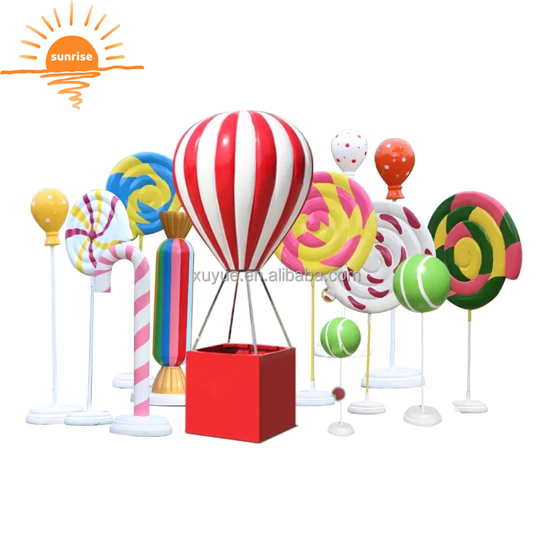Outdoor Decoration Fiberglass Balloon Candy and Lollipop Sculpture