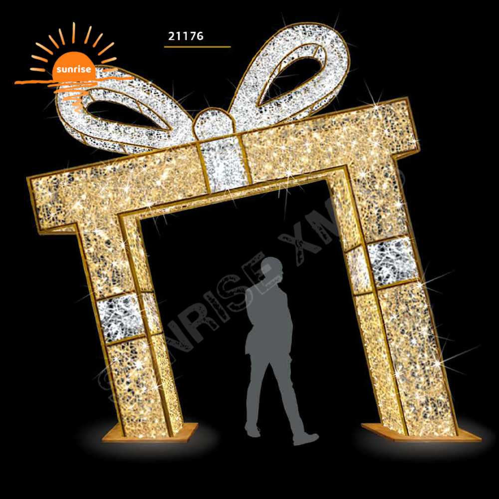 Outdoor Christmas Ornament Commercial Led Lighted Standing Walk Through Christmas Arch Large Outdoor Christmas Decoration