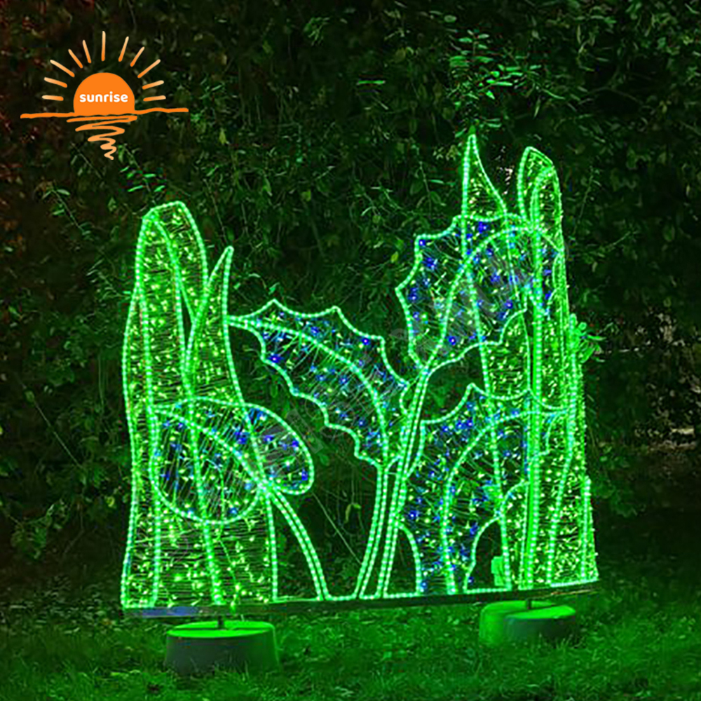 Christmas Custom Park Garden Decoration Supplies Party Event Ornament Outdoor Waterproof Led 3d Flowers Theme Motif Light Show