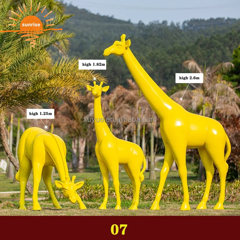 Life Size Fiberglass Resin Giraffe Animal Sculpture Garden Ornaments Outdoor Mall Fiberglass Decoration