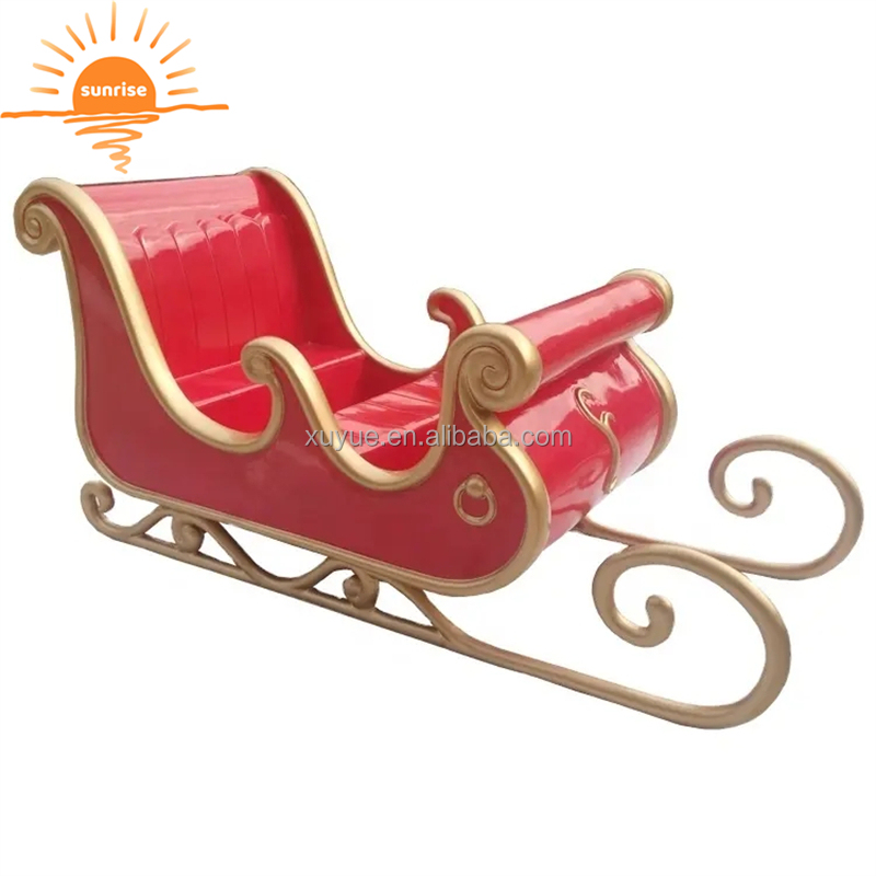 Fiberglass Christmas Decoration Large Christmas Santa Sleigh Jumbo Sled for Shopping Mall