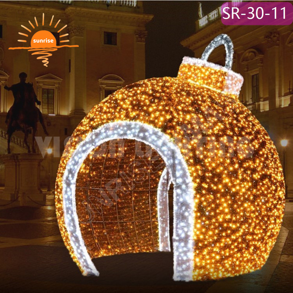 Christmas Decoration Supplies Bauble Ornament Xmas Outdoor waterproof Lighted Giant Commercial Walk Through LED Ball Chair motif