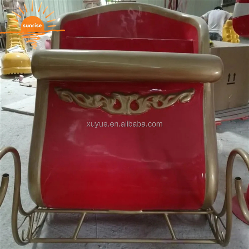Lifesize Painted Fiberglass Santa Sleigh for Commercial Outdoor Christmas Decoration