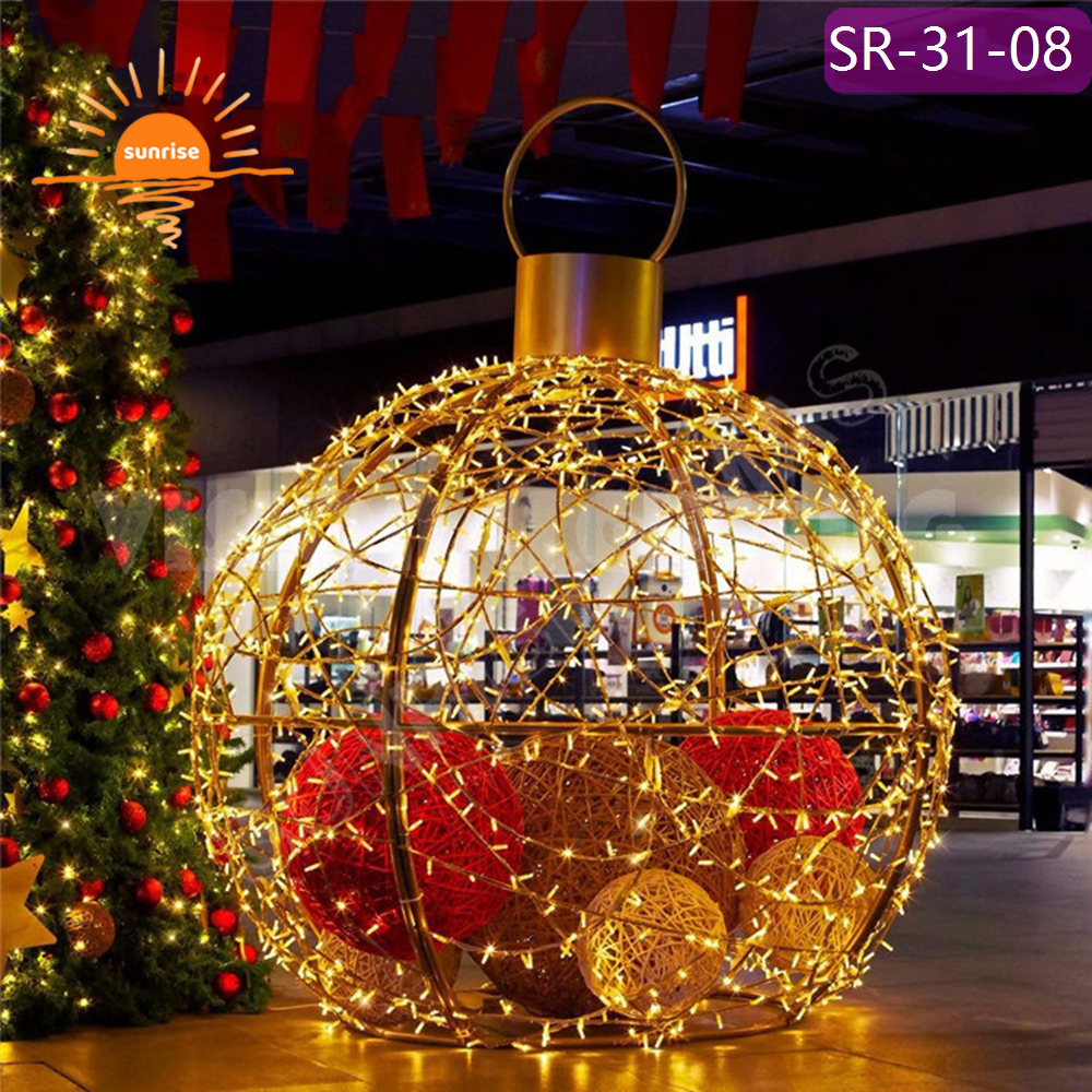 3D LED big bauble/ornament light show outdoor Christmas garden round ball pattern light mall park decoration props
