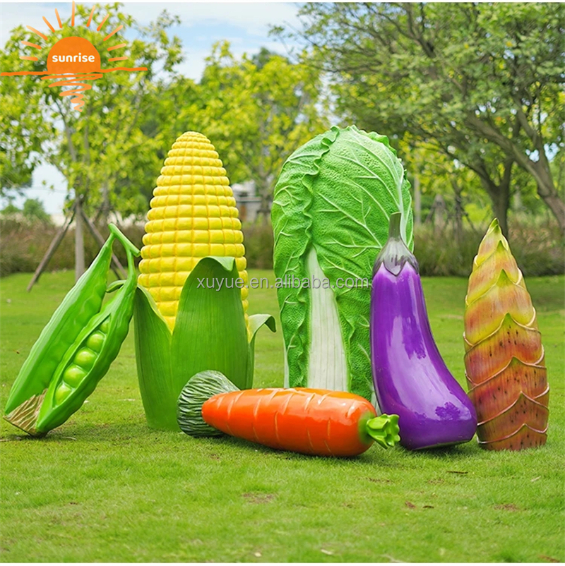 Artificial Vegetables Fruit Pumpkin Watermelon Strawberry Pineapple Sculpture Resin Outdoor Mall Fiberglass Decoration