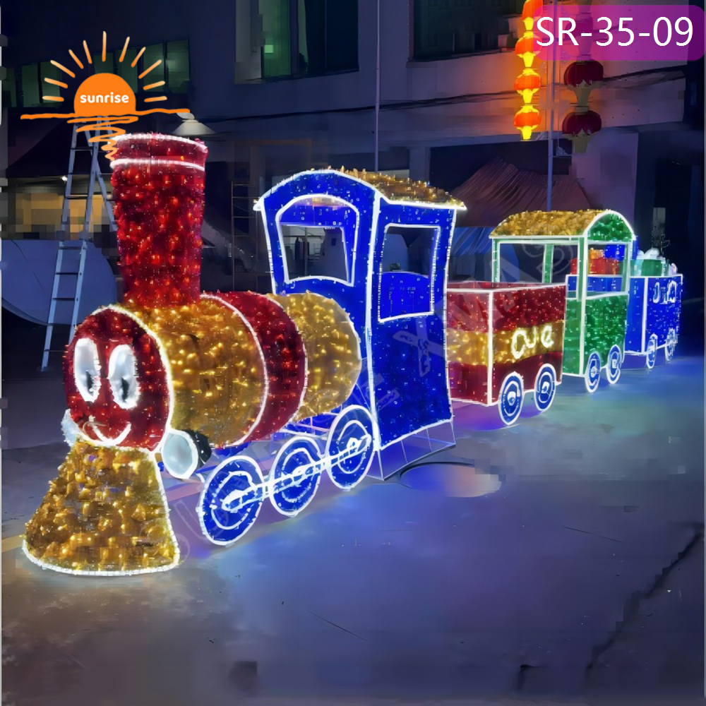 3D giant Luminescence motif decoration LED custom train Vehicle Light holiday season mall park decoration props