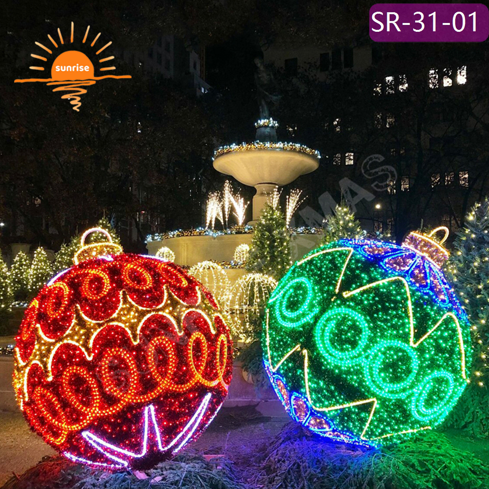 Street RGB LED Christmas bauble/ornament motif light show large walk through tunnel arch decoration for mall garden