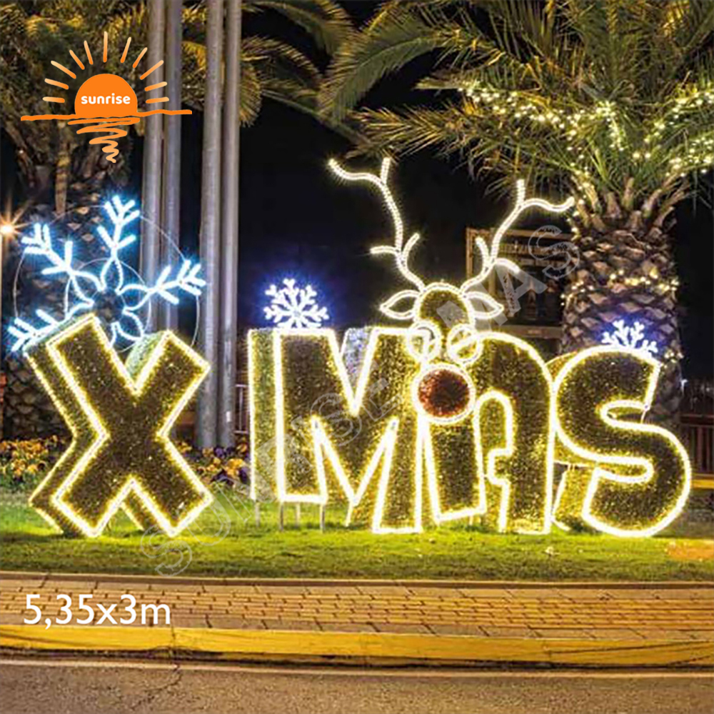 Outdoor IP65 Custom Christmas Letters Ornament for Shopping Xmas Park Decorations Giant Commercial LED Waterproof Motif Lighted