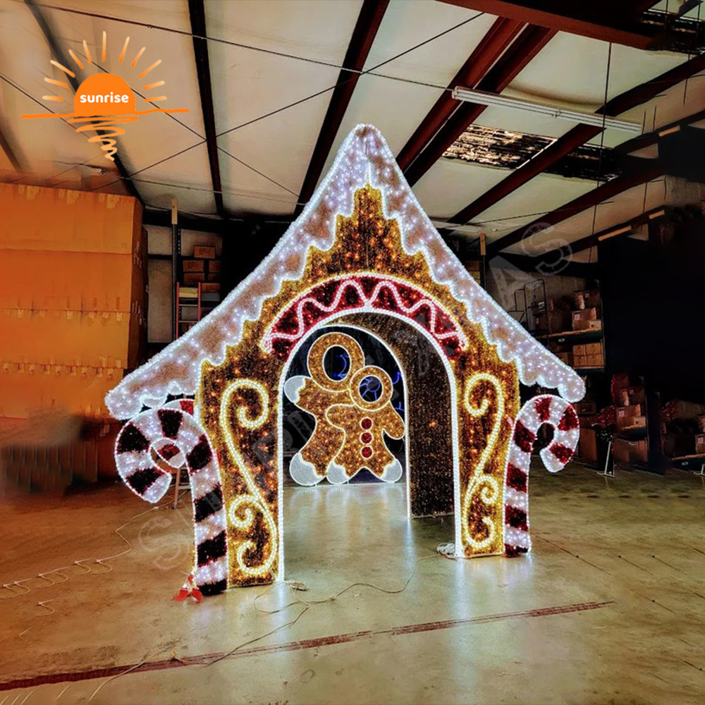 Decor for Christmas 3D Large Outdoor Commercial LED Candy Lighted IP65 Christmas Pancake Christmas House Decorations