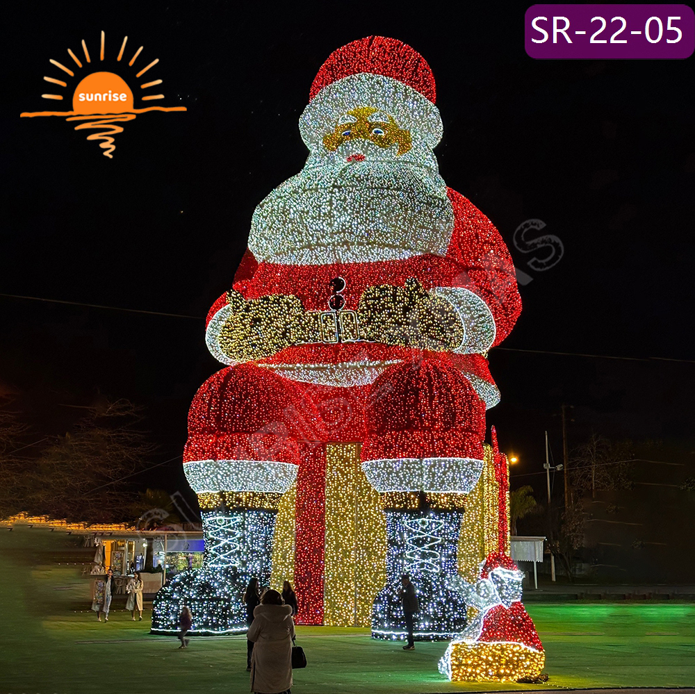 Giant christmas decoration supplies Best Holiday Santa Claus Light Displays led 3D street motif light show