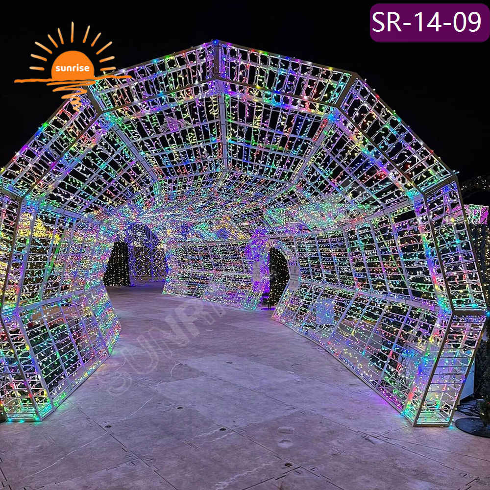 Park Outdoor Programmable RGB Color Change LED Tunnel Arch Light motif Christmas Decoration Walk Through Light Show for garden