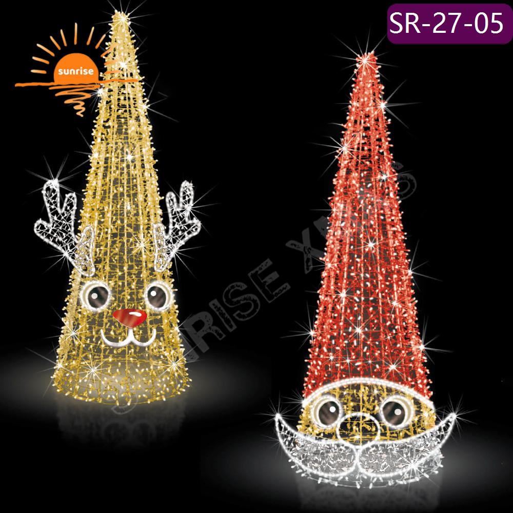 RGB Best Holiday Light Displays IP65 LED Santa Claus motif light show Xmas reindeer with tree decoration in stock