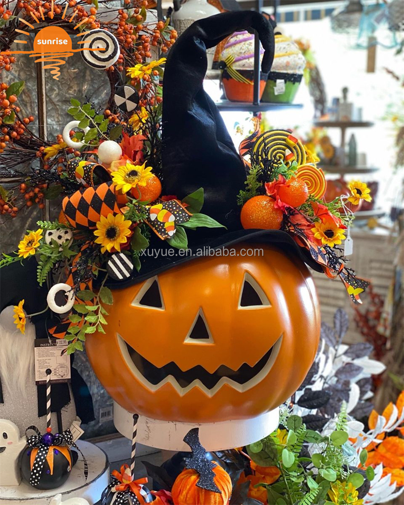 Giant Customizable Plastic Pumpkin Fiberglass Amusement for Halloween Home Decorations for Parties and Outdoor Events