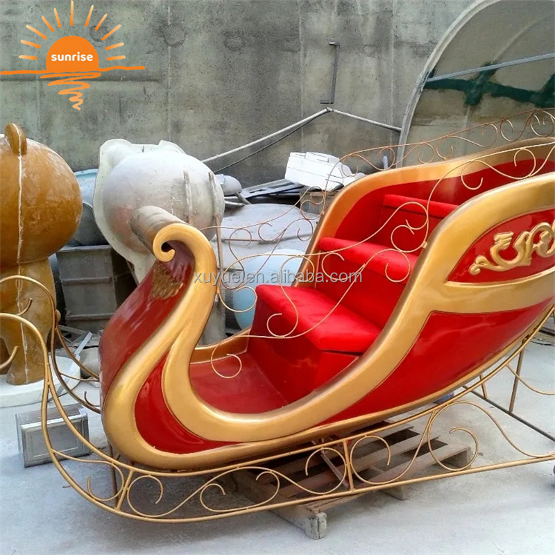 Fiberglass Christmas Decoration Large Christmas Santa Sleigh Jumbo Sled for Shopping Mall