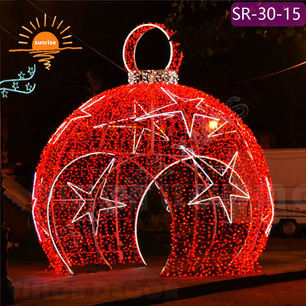 Outdoor Waterproof Christmas LED Ball Arch Through bauble/ornament Tunnel Theme Light Large-scale Commercial motif Lighting