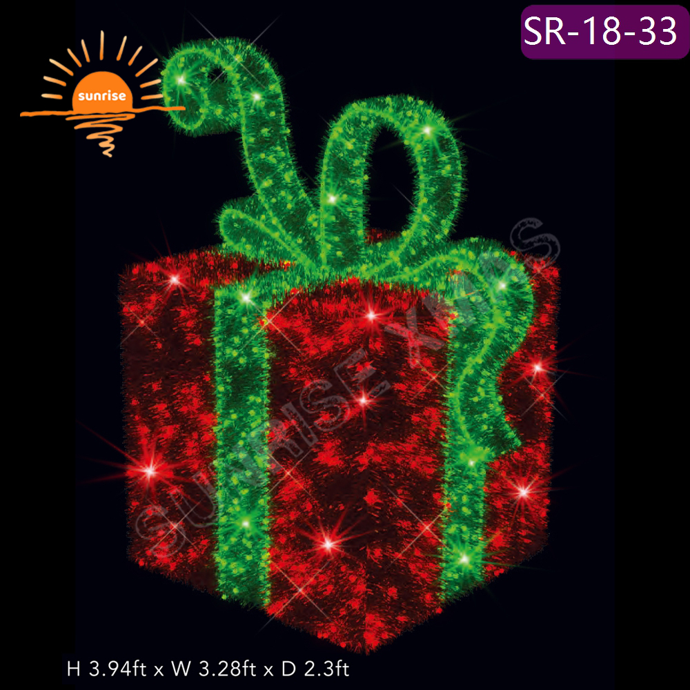 Garden Shopping Mall Christmas Luminescence elf Decorations 3m 5m Outdoor LED pop up santa Lighted Large Gift Box party Presents