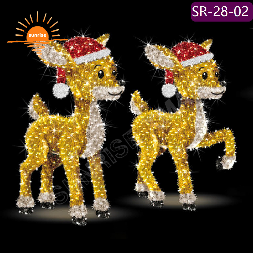 RGB pixel lights Led Lights Decoration Large Xmas Sled for Festive Displays Christmas Reindeer with Sled Chair Decoration