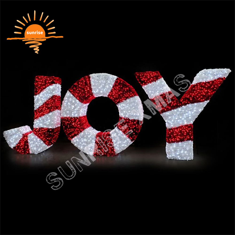 IP65 Custom Christmas Letters JOY Ornament for Shopping Mall Xmas Park Decorations Giant Commercial LED Outdoor Motif Lighted