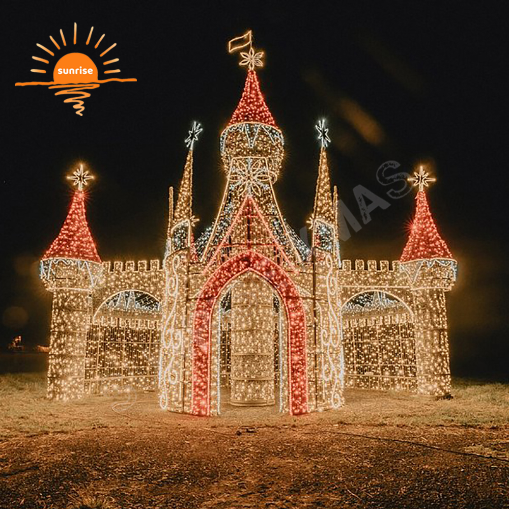 Custom Outdoor Christmas Wonderland Walk Through Castle Theme Light Show LED Room Arch Motif Decoration for Festive Displays