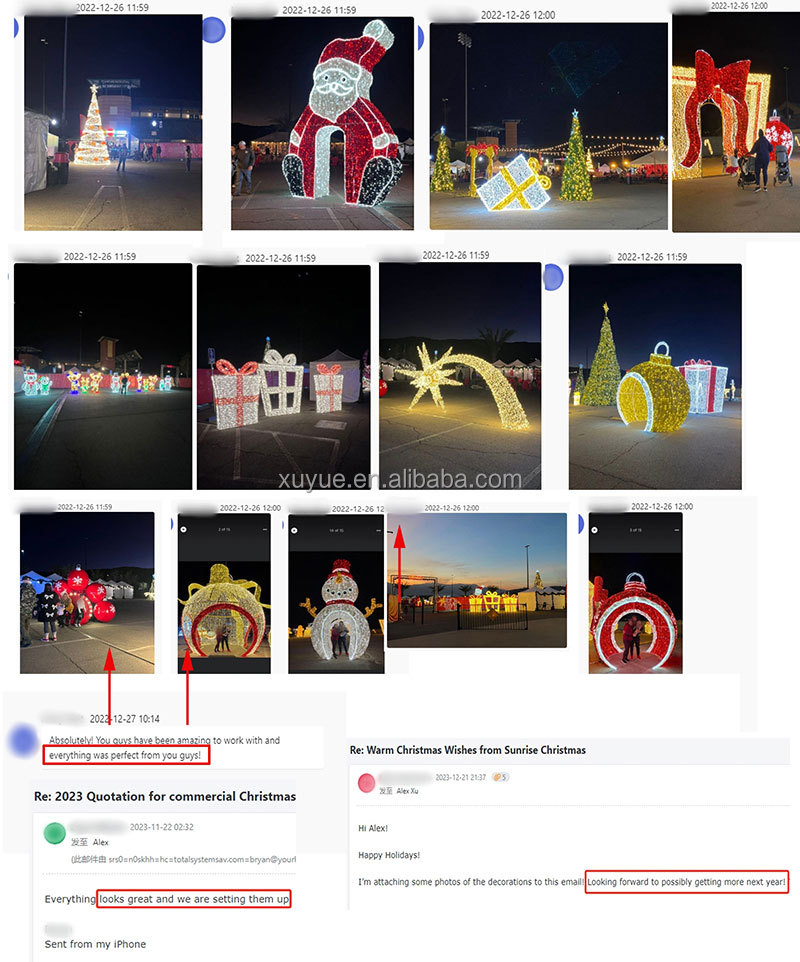 Outdoor snowflakes decorative motif arch Christmas snowman pattern light show LED waterproof walk through tunnel in stock
