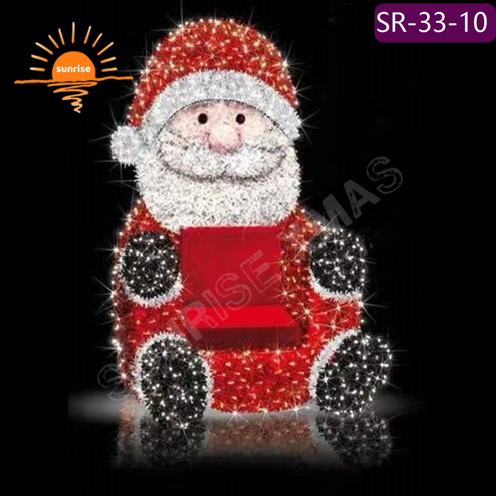 Best Christmas Santa Claus with chair for mall large street photo op decoration LED motif Seat park light show