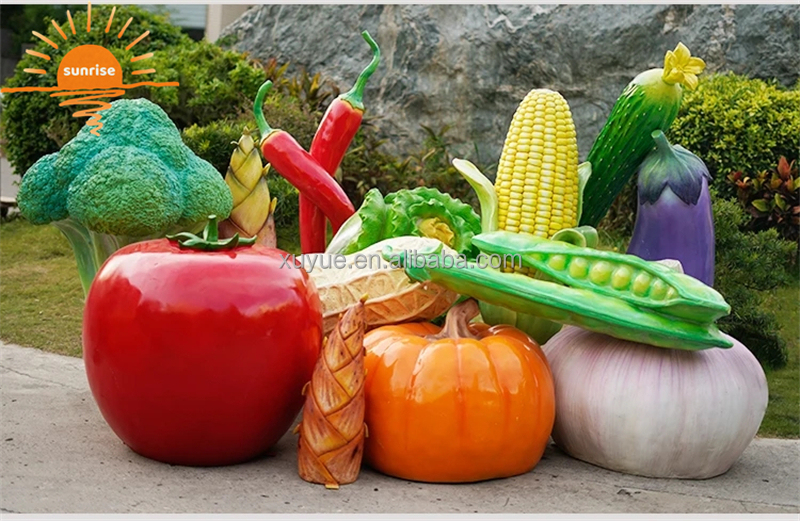 2022 New  Fiberglass Resin Vegetable Fruit Pumpkin Watermelon Strawberry Pineapple Sculpture Outdoor Mall Fiberglass Decoration
