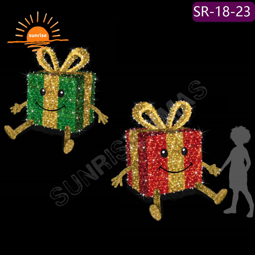 Gift box cartoon Decoration for presents Lamp Rope Motif Light Christmas Ornaments Waterproof Outdoor Led Street Flagpole Light