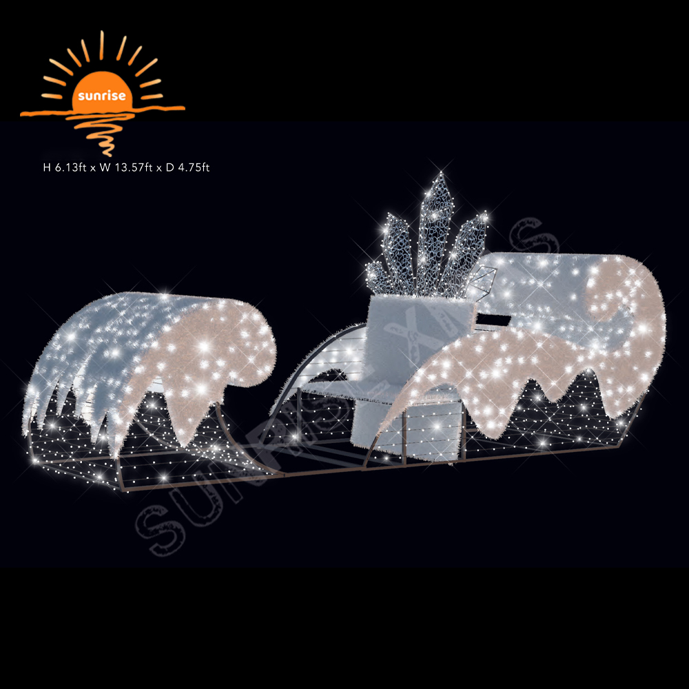 Commercial Huge LED Lighted Customizable Christmas Sled Motif Lights Christmas Large Outdoor Decorations for Festive Displays