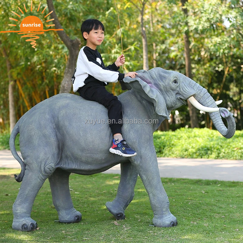 Fiberglass Resin Outdoor Life Size Animal Elephant Sculpture Garden Ornaments Outdoor Mall Fiberglass Decoration