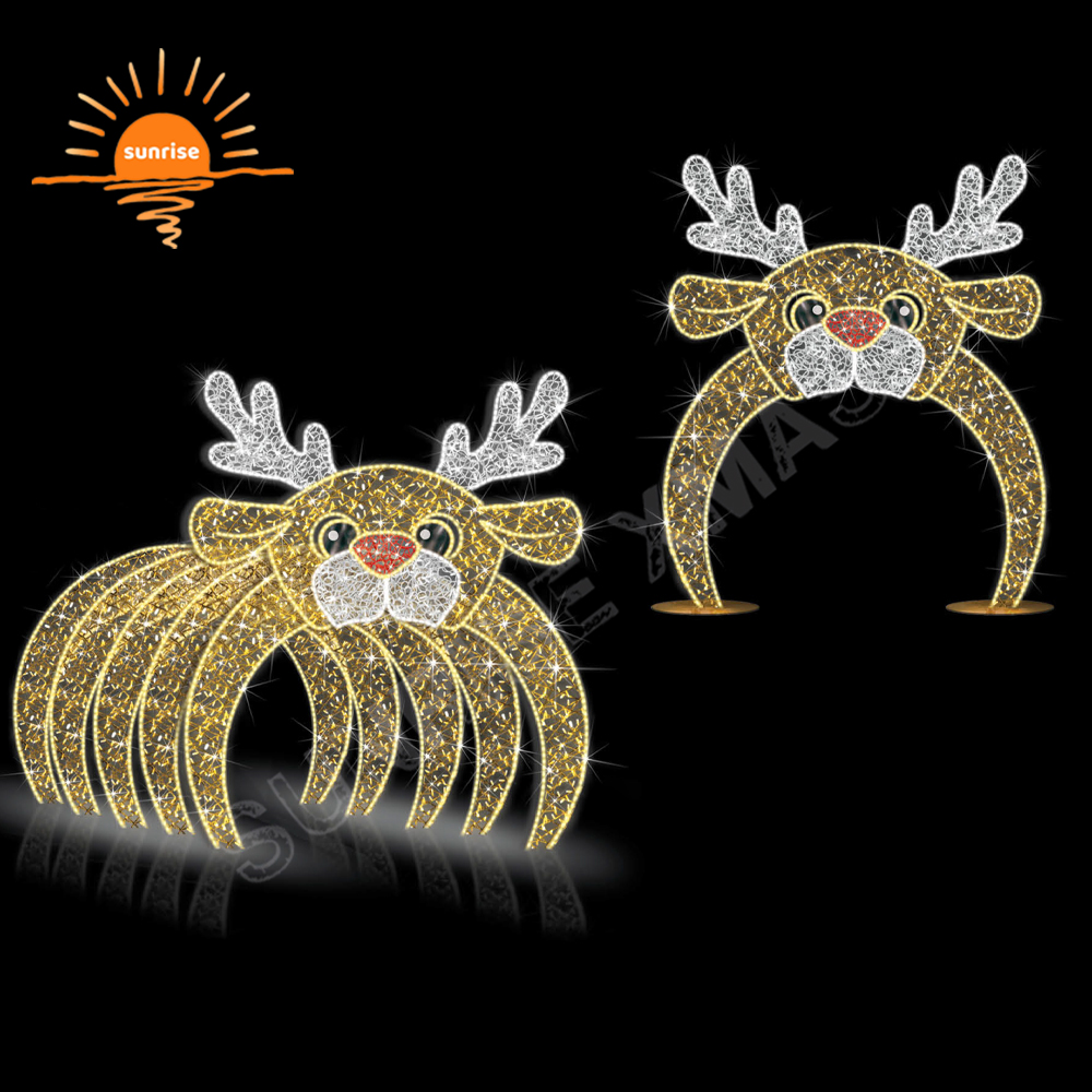 Giant Walk Through Decoration Christmas Reindeer Decoration Santa Claus Arch High-quality Large IP65 Outdoor Tunnel Commercial