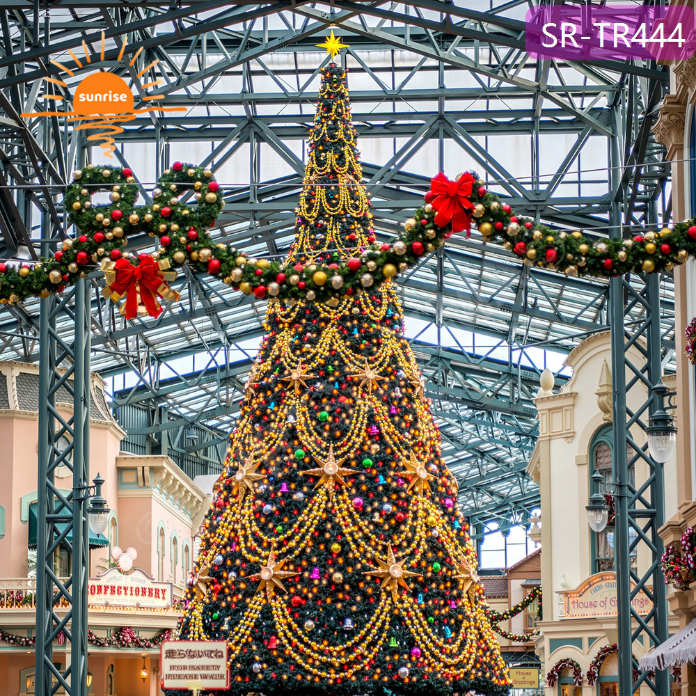 Exterior Programmable smart RGBW music synchronized decoration custom large artificial outdoor christmas tree for downtown mall