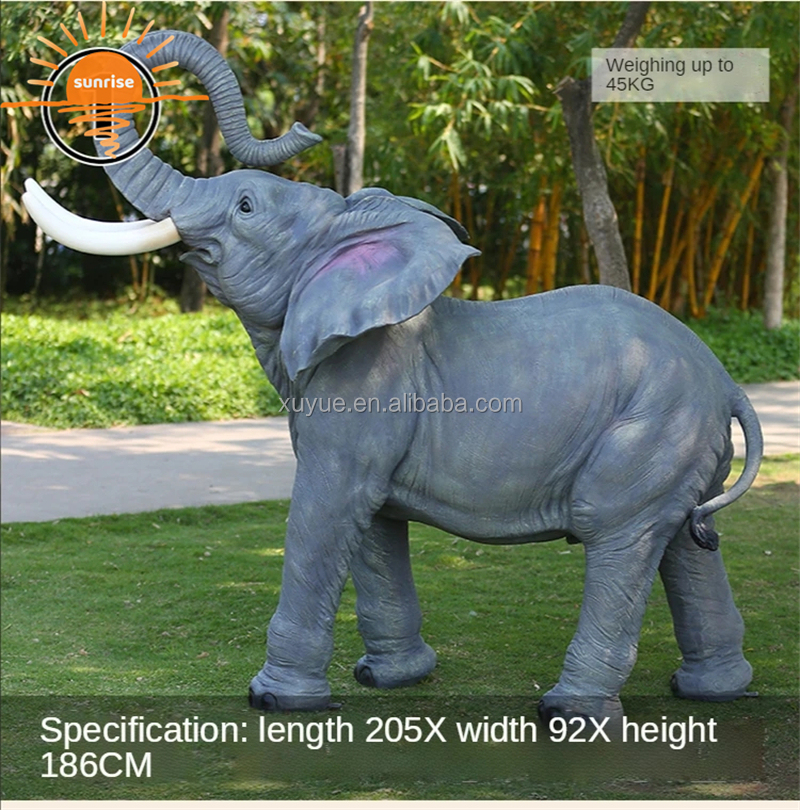 Fiberglass Resin Outdoor Life Size Animal Elephant Sculpture Garden Ornaments Outdoor Mall Fiberglass Decoration
