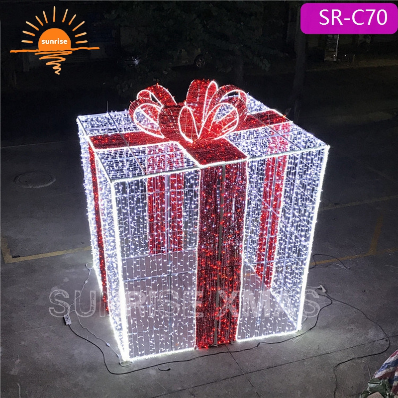 Outdoor Giant LED Christmas Decoration Large 3D Gift Box  Lights for Commercial and Shopping Mall