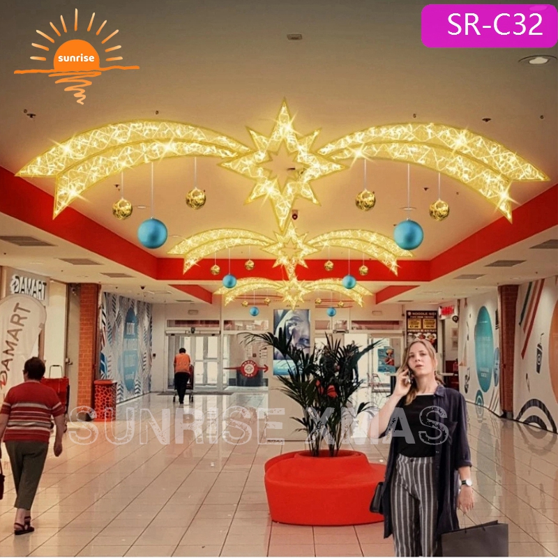 Commercial Indoor Warm White  Large  Hanging Christmas LED Gift Box Decoration  for Shopping Center