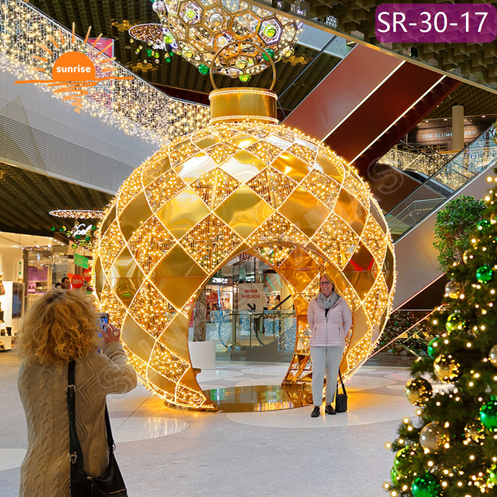 Large-scale Commercial motif Lighting LED bauble/ornament walk through tunnel arch Christmas chair decoration