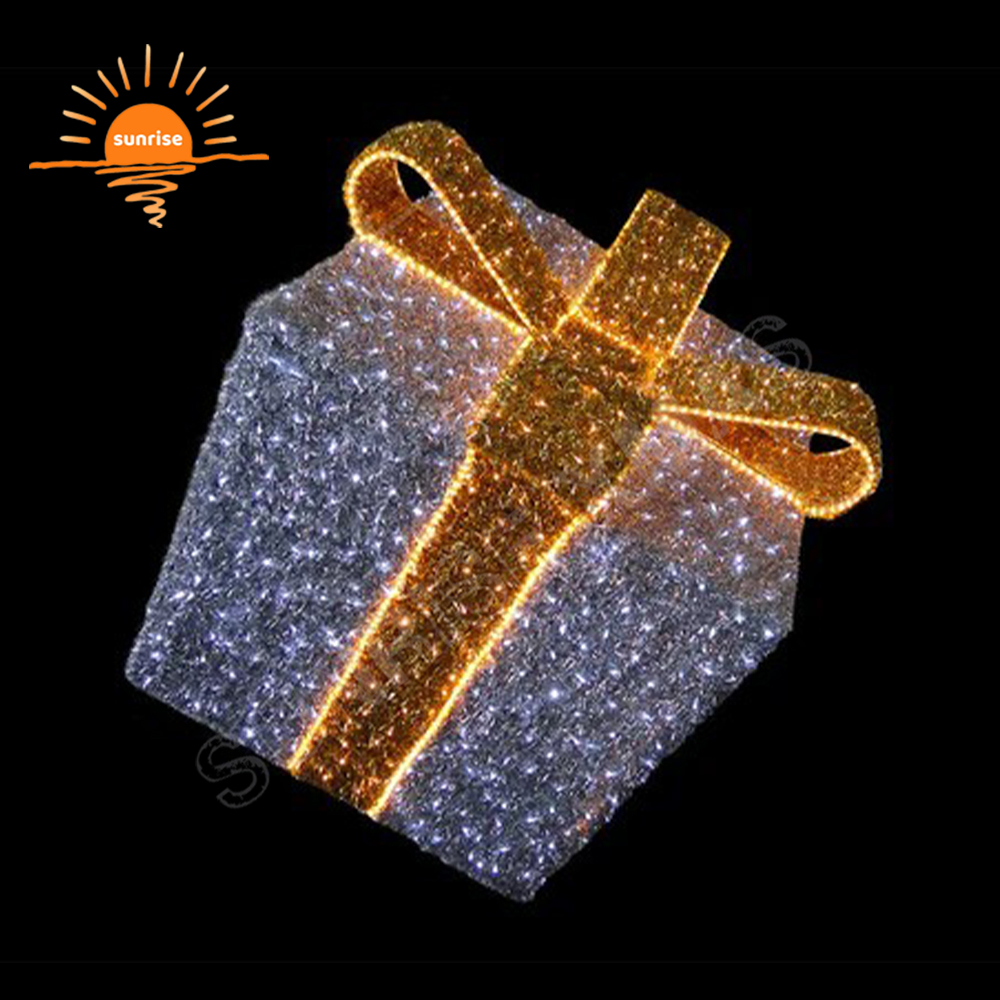 IP65 Waterproof Small Christmas Gift Box Decorations for Mall Giant Gift Motif Light Christmas Decoration Supplies