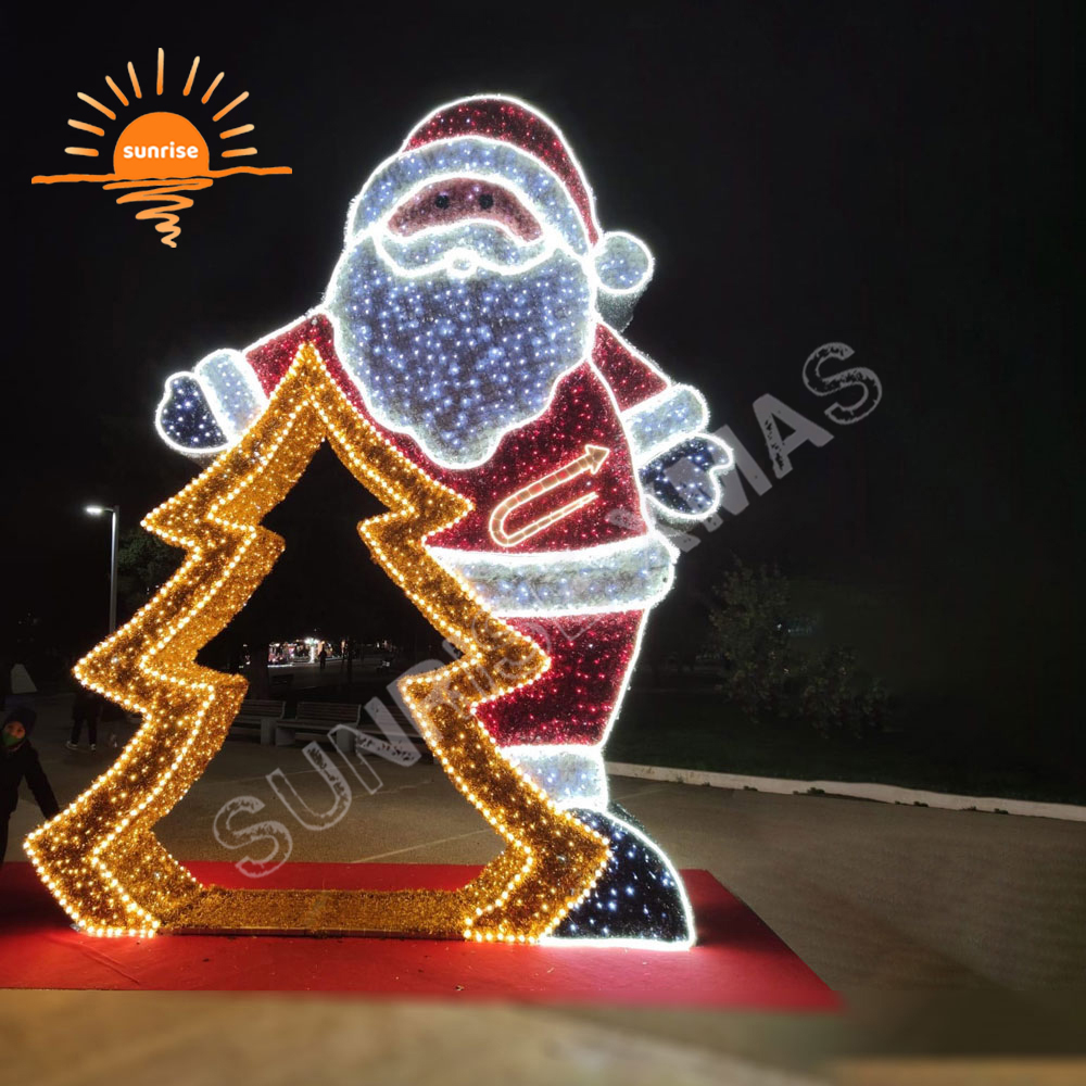 Luminescence Christmas tree arch Party Event Ornament led Santa Claus motif light outdoor walk through star tunnel decoration