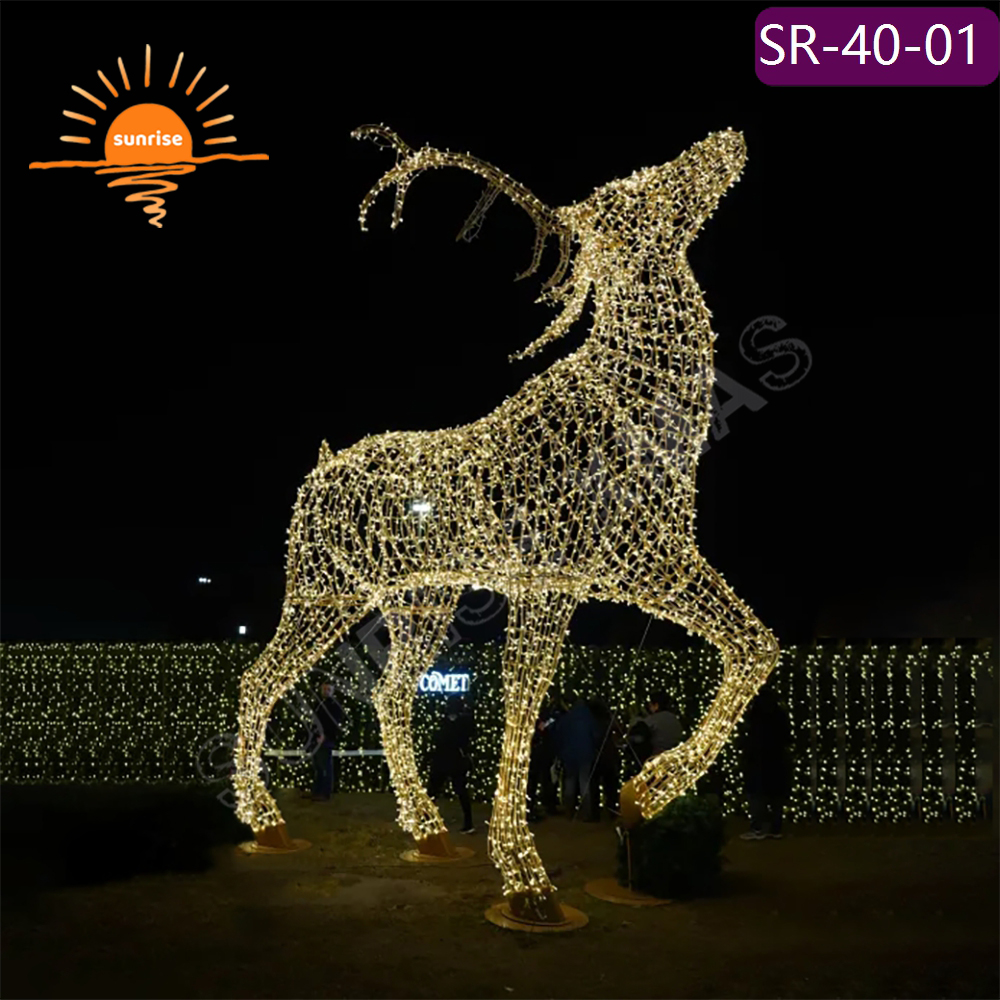 Weatherproof outdoor Glowing Reindeer LED Decor Festive LED motif light show large warm white LED Party Event Ornament