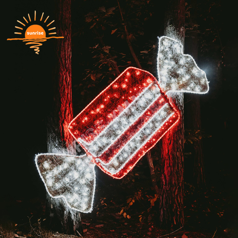 LED Candy Cake Theme Motif Decorative Christmas Illuminated Large 3D Sweets Photo Frame Light Show Xmas Selfie Station Decor