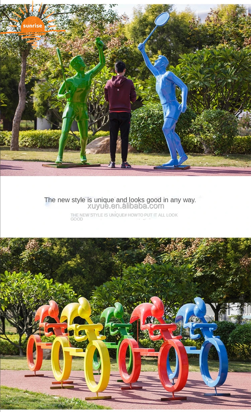 Life Size Fiberglass Resin Sports Basketball Court Sculpture Garden Ornaments Outdoor Mall Fiberglass Decoration