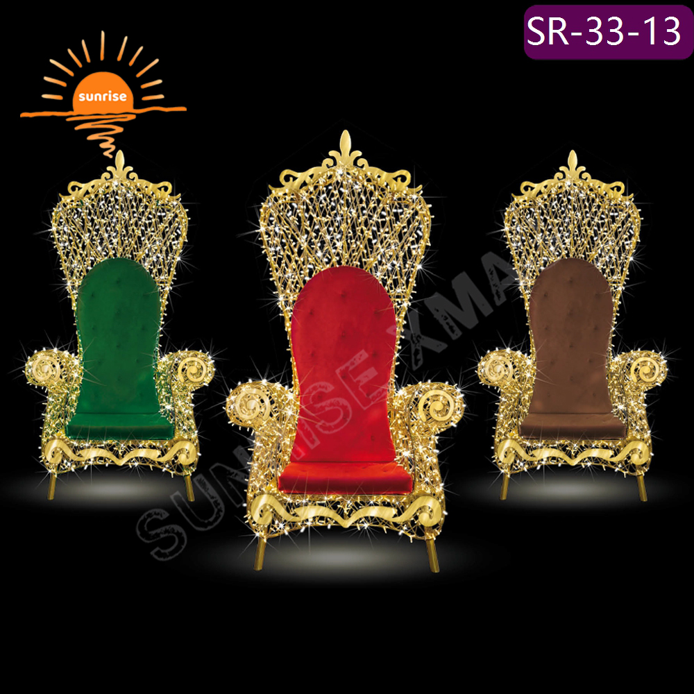 Christmas street photo op decoration LED bear motif light with chair custom your Style seat decoration for mall