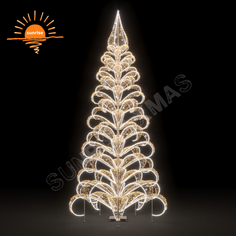 Large Best Holiday Displays Tree with Ball Motif Light Outdoor Waterproof RGB Decorative Light Show in Stock