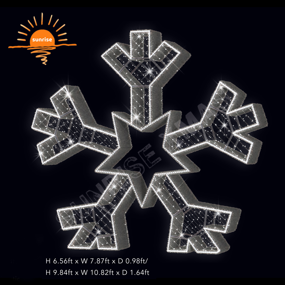 3D Large Outdoor Commercial Giant LED  Lighted Huge Christmas Snowflake Christmas Ornament Decorations for Shopping Centre