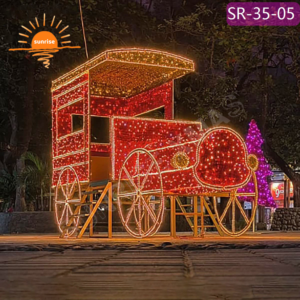 3D giant Luminescence motif decoration LED custom train Vehicle Light holiday season mall park decoration props