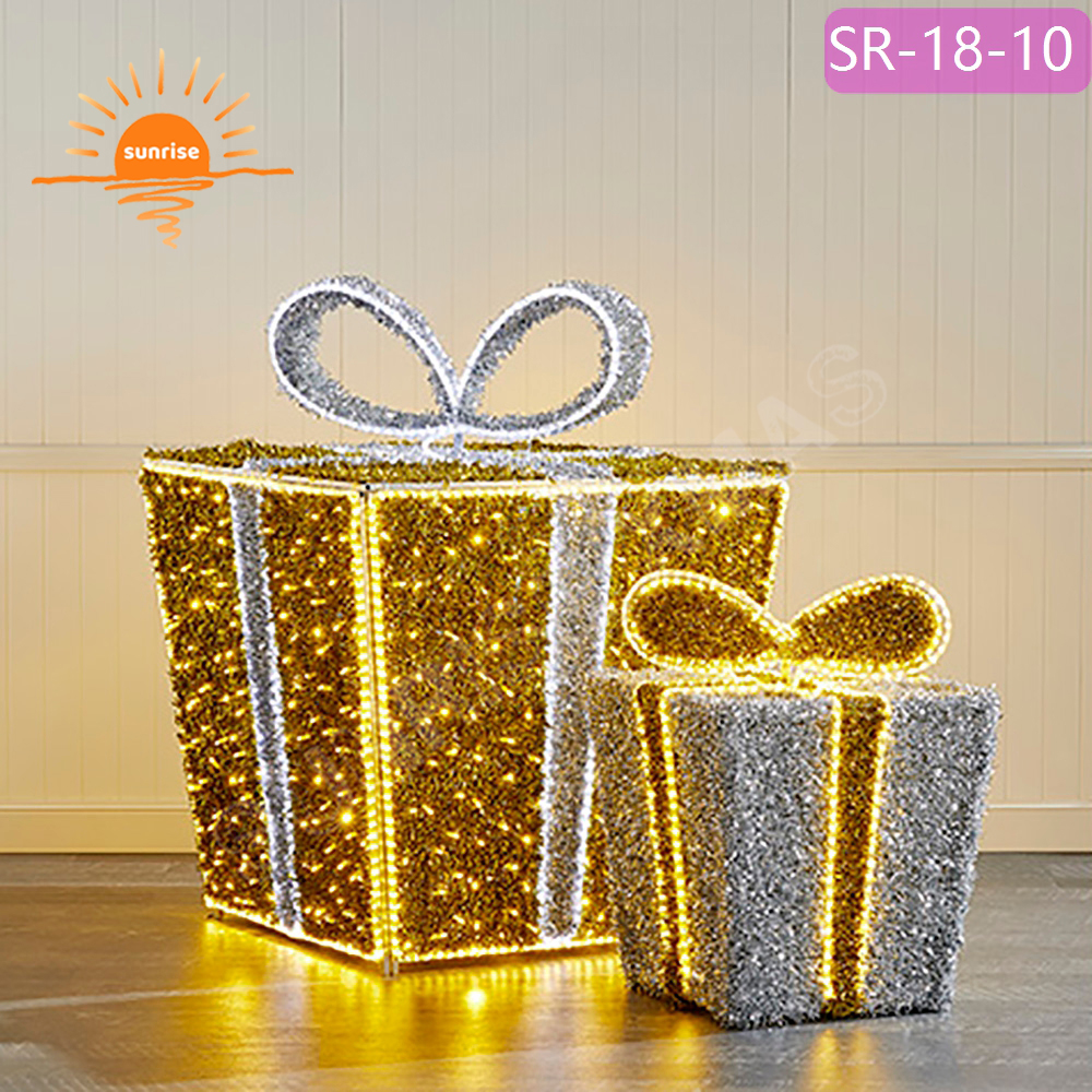 3D LED motif gift box presents decoration custom color mall park decoration props for light show