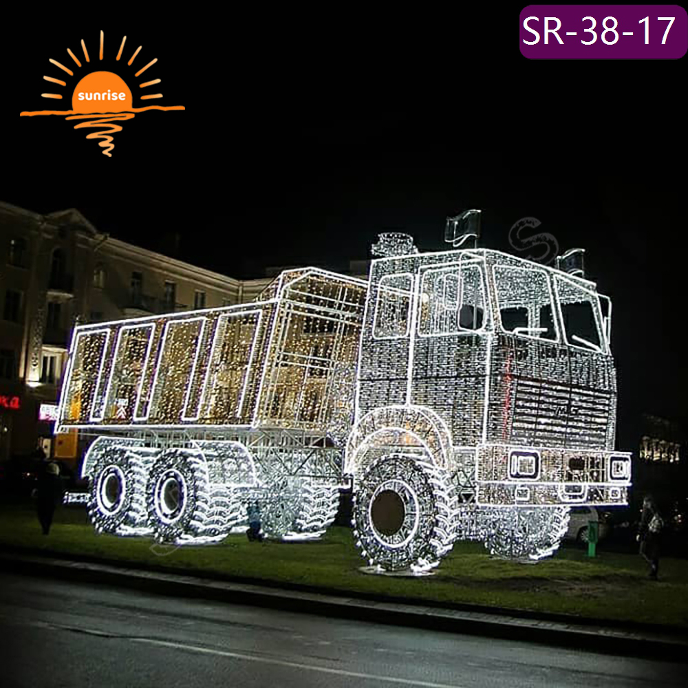 3D led Vehicle theme Design light show for Festive Displays Christmas Large Metal Frame LED Vintage Truck motif decoration