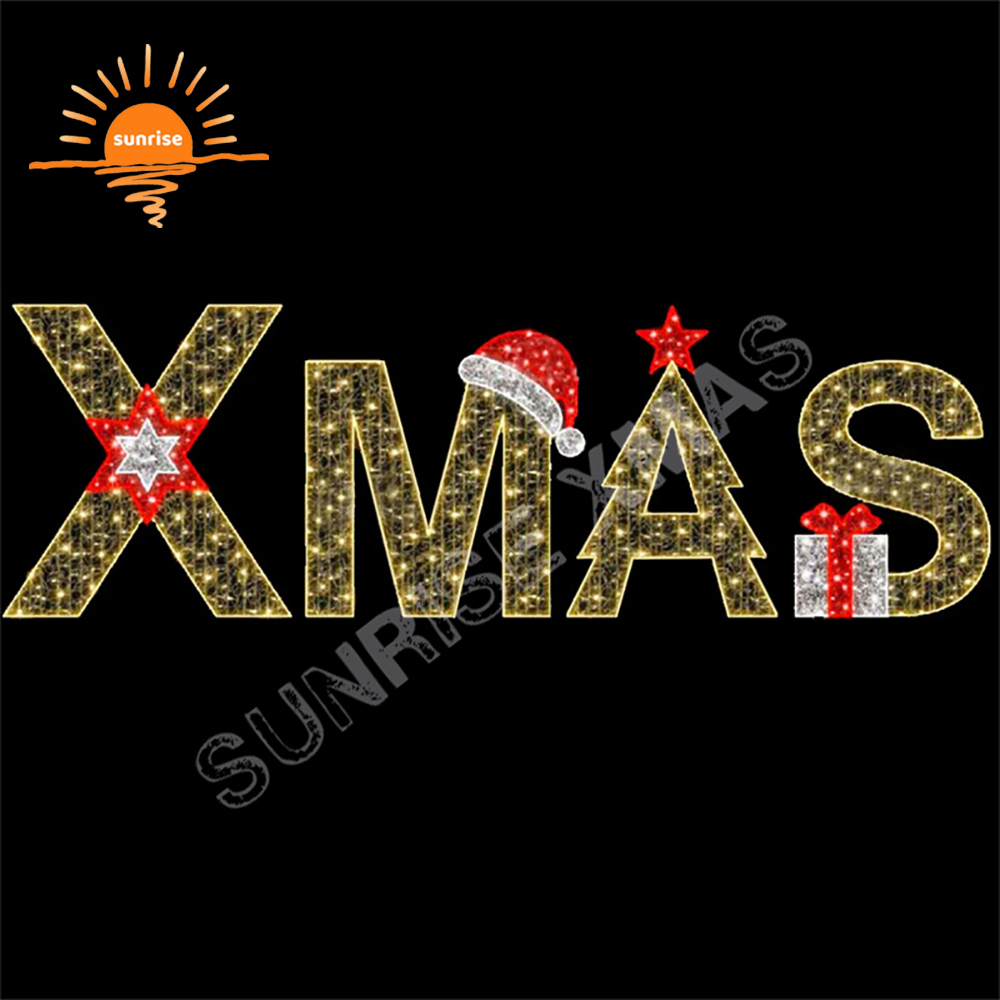 Outdoor IP65 Custom Christmas Letters Ornament for Shopping Xmas Park Decorations Giant Commercial LED Waterproof Motif Lighted