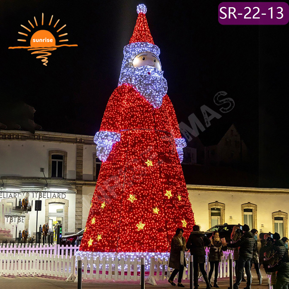 Classic outdoor lighted christmas Santa Claus mall park decoration props 3D motif light for Festive Displays